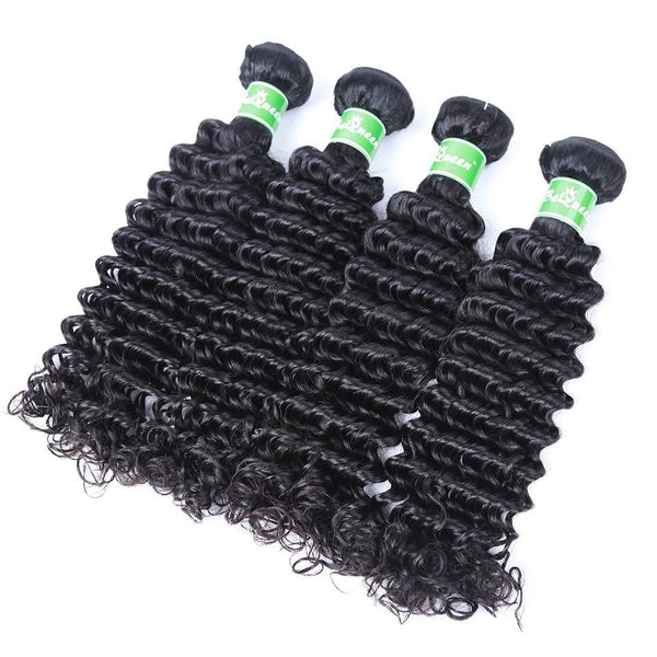 BeQueen  Paquets de Tissage Deep Wave Cheveux Indiens 100% Cheveux humains 10A