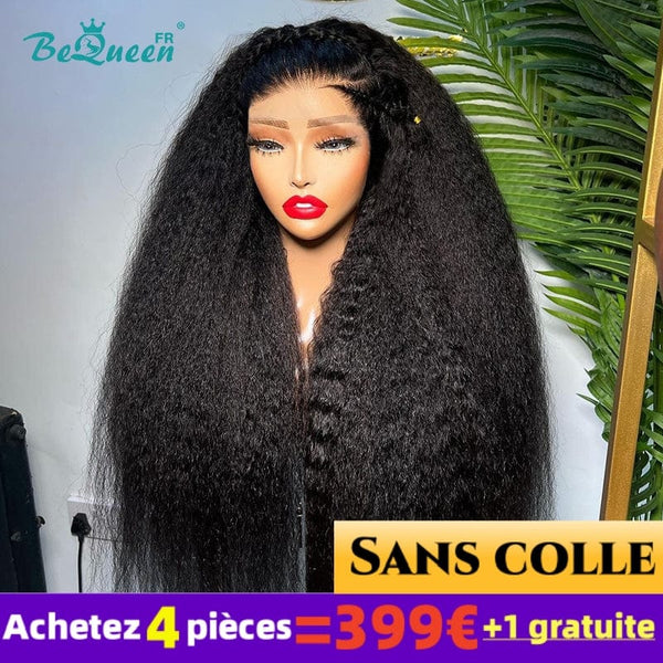 BeQueen 399€=4 Perruques "Iwa" Perruque Longue Kinky Straight Sans Colle lace 4X4