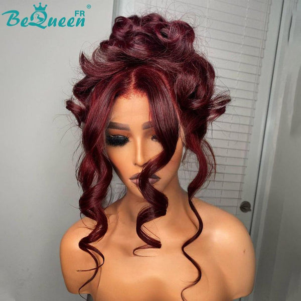 BeQueen "Sami" Peruca de Onda Longa Corpo de Vinho Tinto com Renda 360
