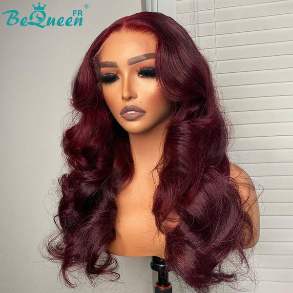 BeQueen "Sami" Peruca de Onda Longa Corpo de Vinho Tinto com Renda 360