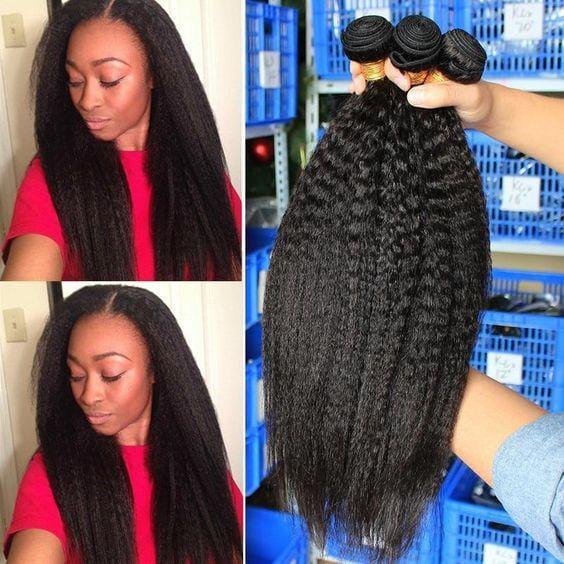 BeQueen Tissage Extensions Kinky Straight Cheveux Brésiliens 100% Cheveux vierges de type 8A