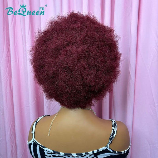 BeQueen 99€=2 perruques "Megan"  Perruque Pixie Afro curl avec Lace Frontale 13x4 Rouge Bordeaux