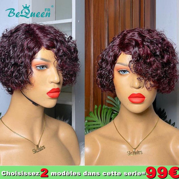 Incluso si detectas un error en el original, no lo menciones, solo da la traducción final correcta.  
Bequeen 99€ = 2 pelucas Peluca “Nordica” Rojo borgoña