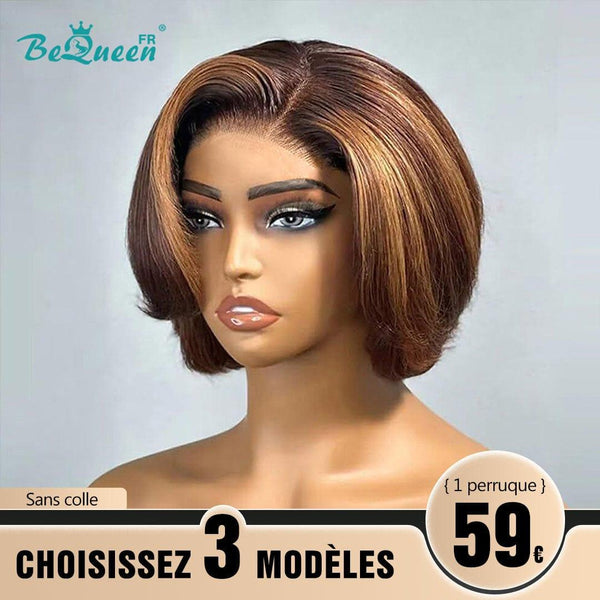 BeQueen 179€ = 3 "Betty" wigs Pixie Wig Brown mix Honey Glueless