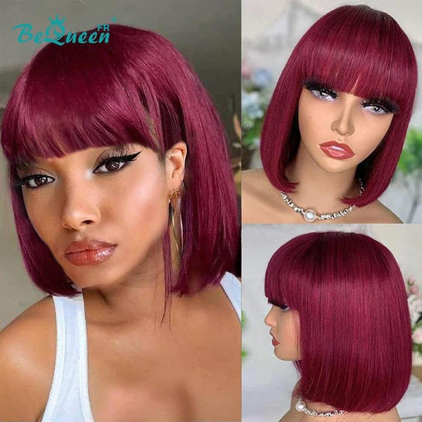 BeQueen 179€=3 perruques Perruque "Yumi" Rouge Sans colle avec frange