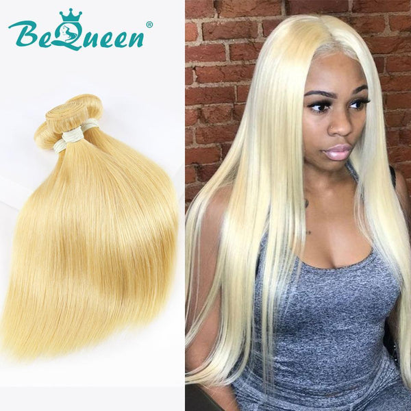 BeQueen Glatthaar-Webart-Bündel, 100 % reines Haar, blonde Farbe #613
