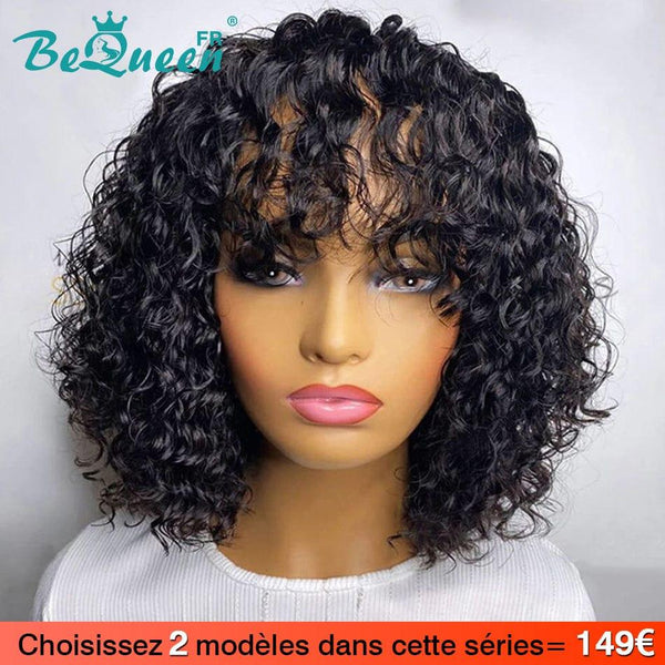 BeQueen 2 Perruques=149€ Perruque Bob Water wave Avec Frange À La Machine