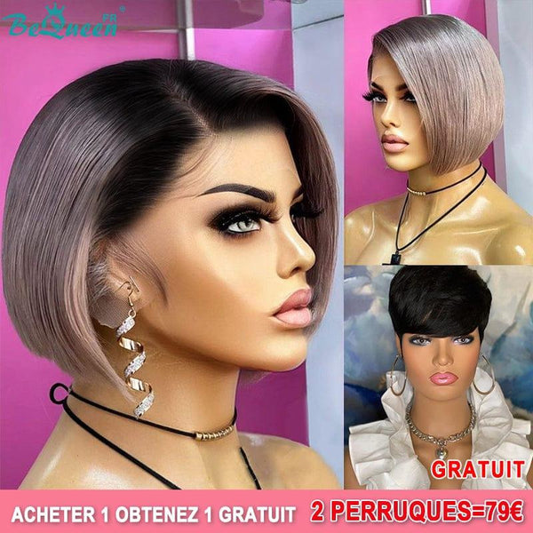 BeQueen 79€=2 pelucas Peluca "Amber" Raíz Negra y Gris