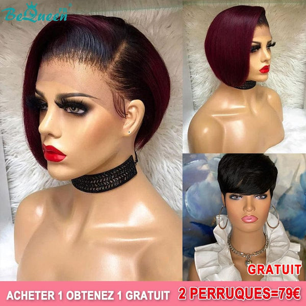BeQueen 79€=2 perruques Perruque "Amber" Racine Noir et Rouge
