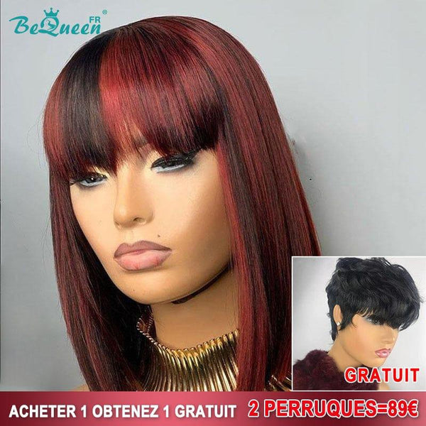 BeQueen 89€=2 perruques Perruque Yumi Noir mix Rouge
