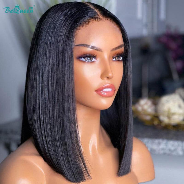 BeQueen 99,9€ = 1 pelucas sin pegamento Sonia Peluca Personalizada Bob Liso Listo para usar 4x4
