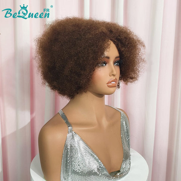 BeQueen "Addi" Brown Afro Curly Bob Wig Glueless Natural Wig