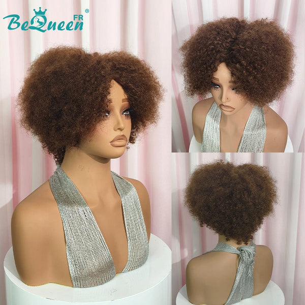BeQueen "Addi" Brown Afro Curly Bob Wig Glueless Natural Wig