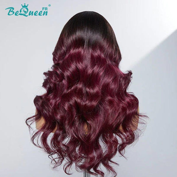 Bequeen "Cloris" Perruque body wave Racine Noir et Rouge Bordeaux avec lace frontale 13x4