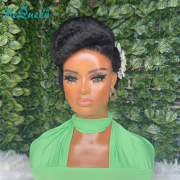 BeQueen “Cobbie” Black Wedding Wig Chignon with 13x4 Lace Frontal