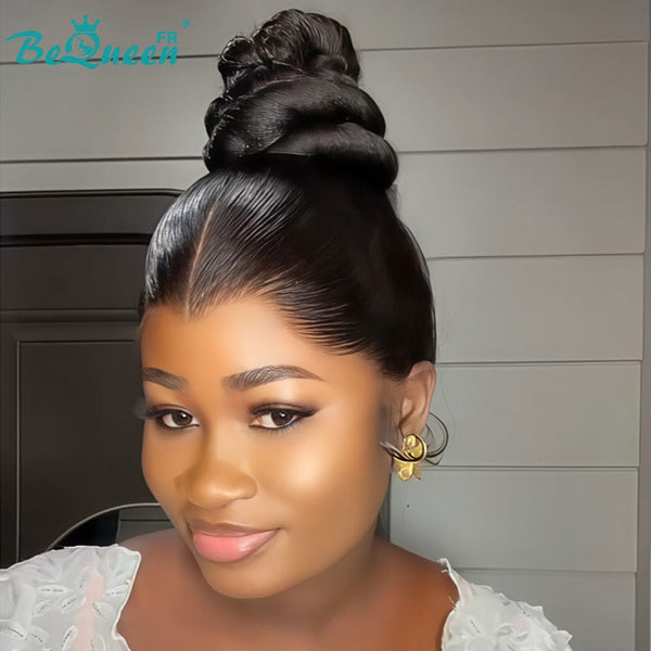 BeQueen “Florance” Straight Full Lace Wig with Bun Style 5