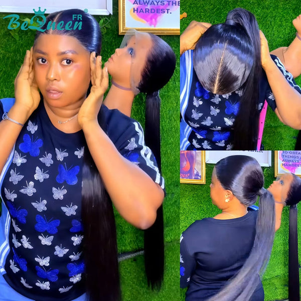 BeQueen “Florance” Straight Full Lace Wig with Ponytail Style 2