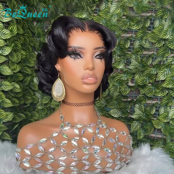 BeQueen “Formie” Black Wedding Wig Chignon with 13x4 Lace Frontal