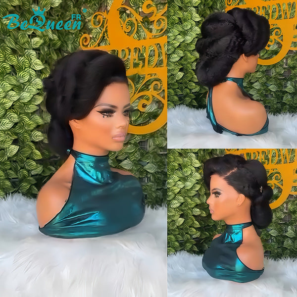 BeQueen “Gernie” Black Wedding Wig Chignon with 13x4 Lace Frontal