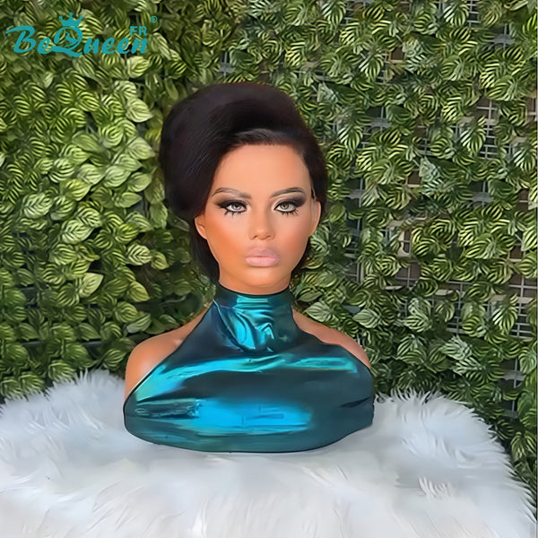 BeQueen “Gernie” Black Wedding Wig Chignon with 13x4 Lace Frontal