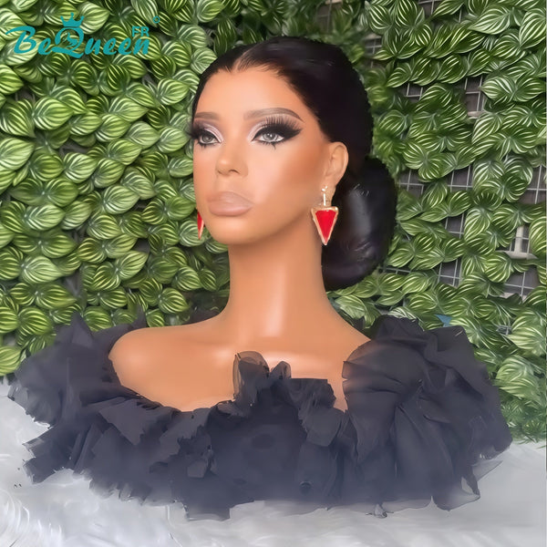BeQueen “Ivanie” Black Wedding Wig Chignon with 13x4 Lace Frontal