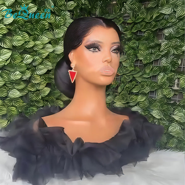 BeQueen “Ivanie” Black Wedding Wig Chignon with 13x4 Lace Frontal
