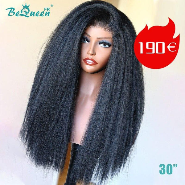 Bequeen "Iwa" Clearance Price Long Kinky Straight Wig with 4X4 Lace Closure 30 inches