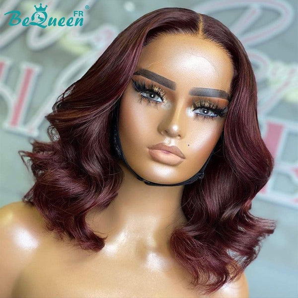 BeQueen "Karen" Burgundy Red Body Wave Bob Wig with 13x4 Lace Frontal