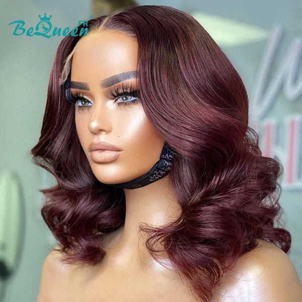 BeQueen "Karen" Burgundy Red Body Wave Bob Wig with 13x4 Lace Frontal