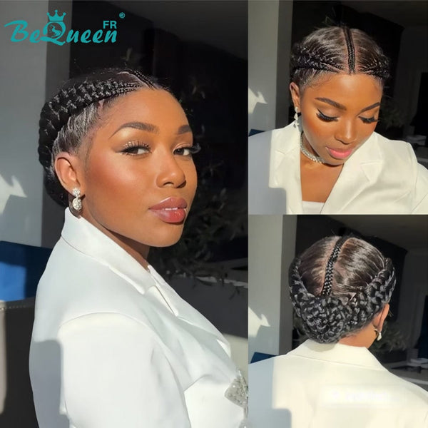 BeQueen "Lucke" Perücke mit Zöpfen Vollperle