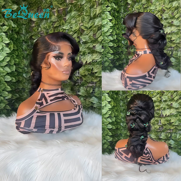 BeQueen “Nenny” Black Wedding Wig Chignon with 13x4 Lace Frontal