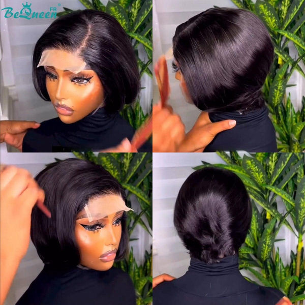 BeQueen Perücke "Adequin" Pixie schwarz mit Lace Closure 4*4