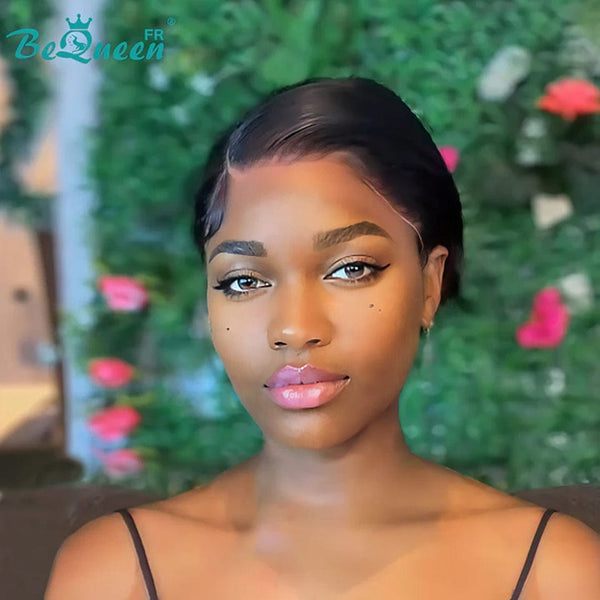 BeQueen “Adequin” Pixie Wig Black with Lace T-part Super Short Glueless Style 2