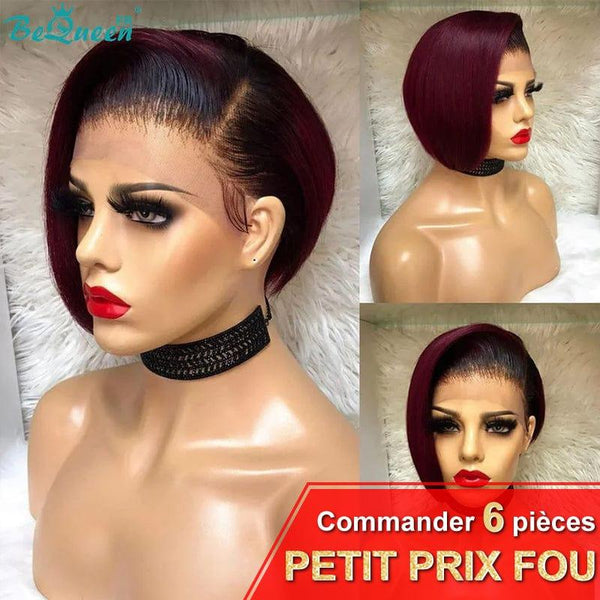BeQueen Peruca "Âmbar" Racine Preto e Vermelho Prémio Pequeno FOU