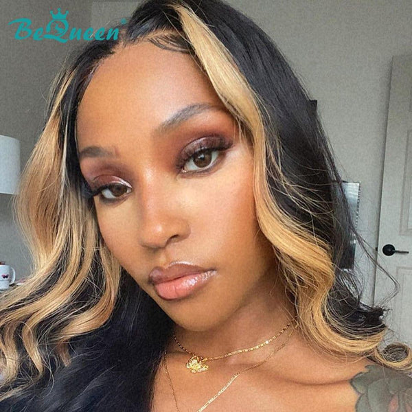 Peluca Perruque Bob T parte 13x1x6 Onda Italiana Negra Frente Miel