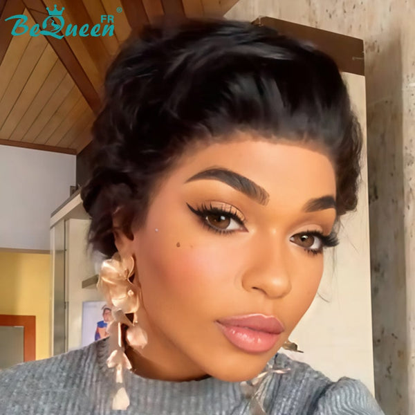 Bequeen Perücke "Chris" Schwarz 100% Echthaar Lace Closure mit Seitenscheitel