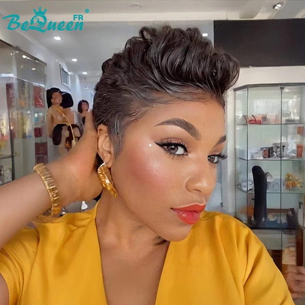 Bequeen Wig "Chris" Black Straight Ready to Wear 100% Human Hair Glueless Style 3