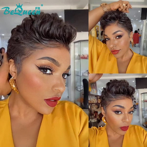 Bequeen Wig "Chris" Black Straight Ready to Wear 100% Human Hair Glueless Style 3