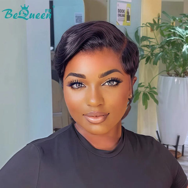 Bequeen Wig "Chris" Black Straight Ready to Wear 100% Human Hair Glueless Style 4