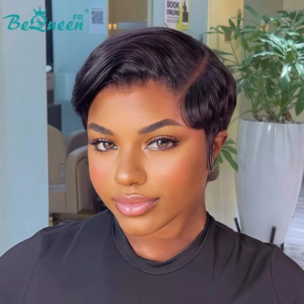 Bequeen Wig "Chris" Black Straight Ready to Wear 100% Human Hair Glueless Style 4