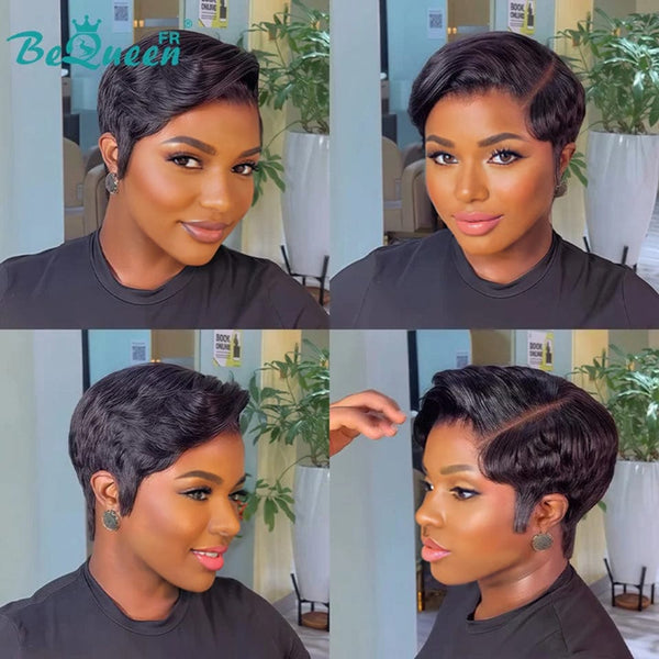 Bequeen Wig "Chris" Black Straight Ready to Wear 100% Human Hair Glueless Style 4
