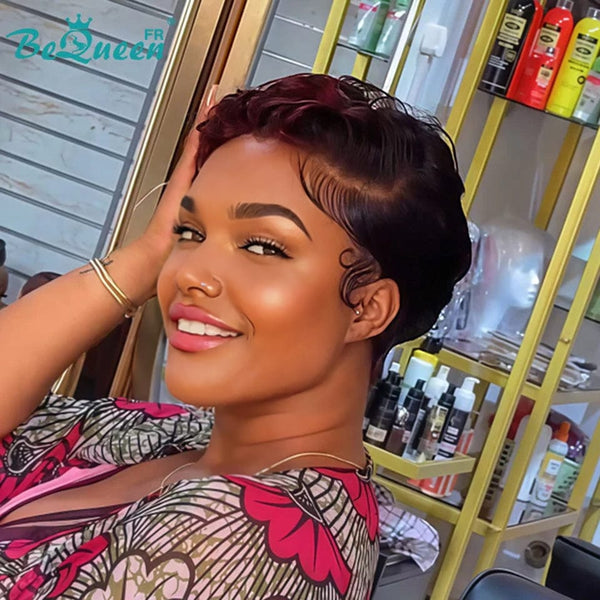 Bequeen Wig "Chris" Black mix red Ready to wear 100% human hair glueless