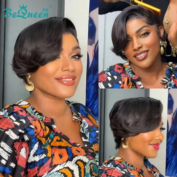 Bequeen Wig "Chris" Black Ready to Wear 100% Human Hair Glueless Style 6