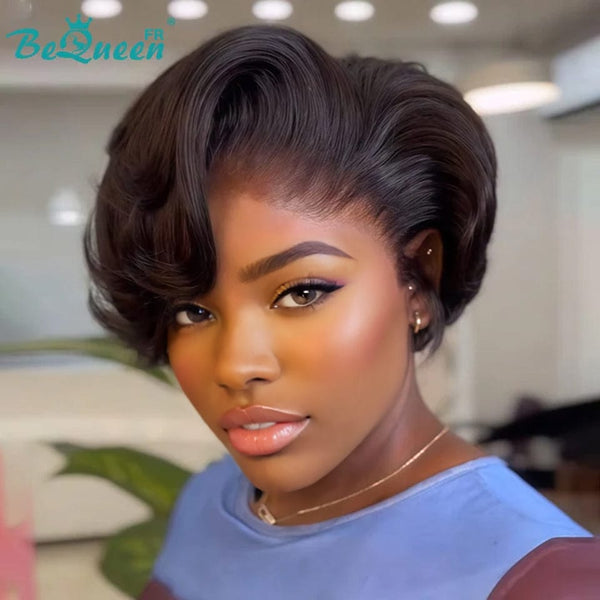 Bequeen Wig "Chris" Black Ready to Wear 100% Human Hair Glueless Style 6