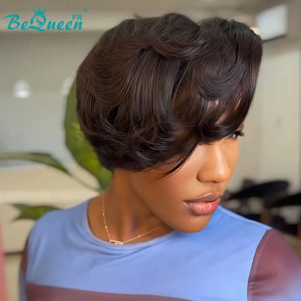 Bequeen Wig "Chris" Black Ready to Wear 100% Human Hair Glueless Style 6