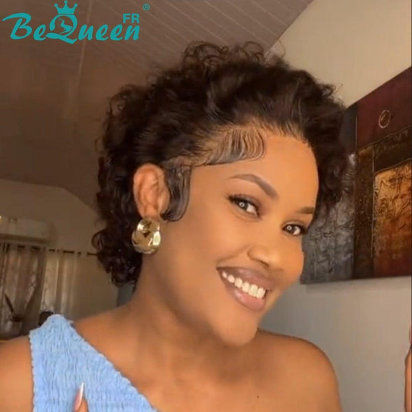 Bequeen Peluca "Coco" pixie rizada negra