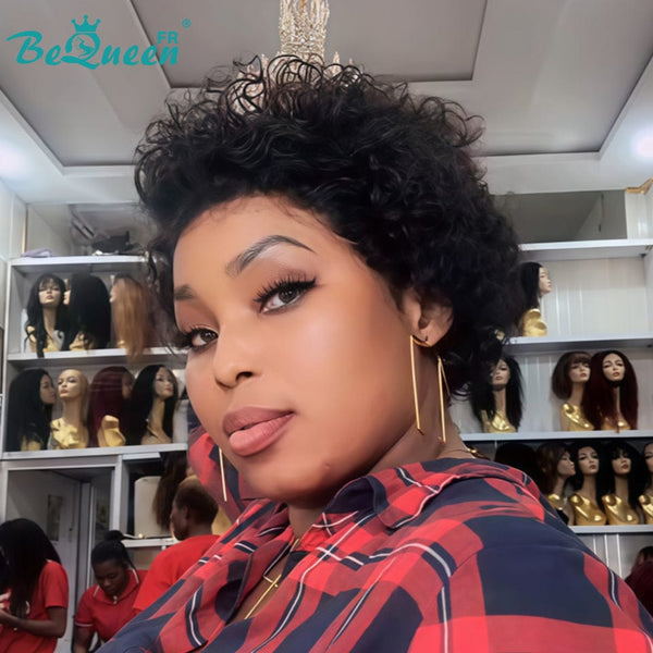 Bequeen Peluca “Coco” Pixie rizado negro Sin pegamento Frontal de Encaje estilo 4