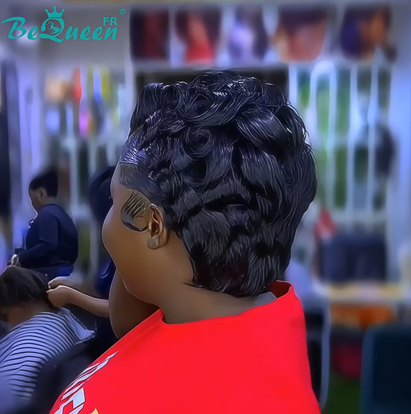 Bequeen “Hebe” Pixie Black Glueless Lace Front Wig with Side Part