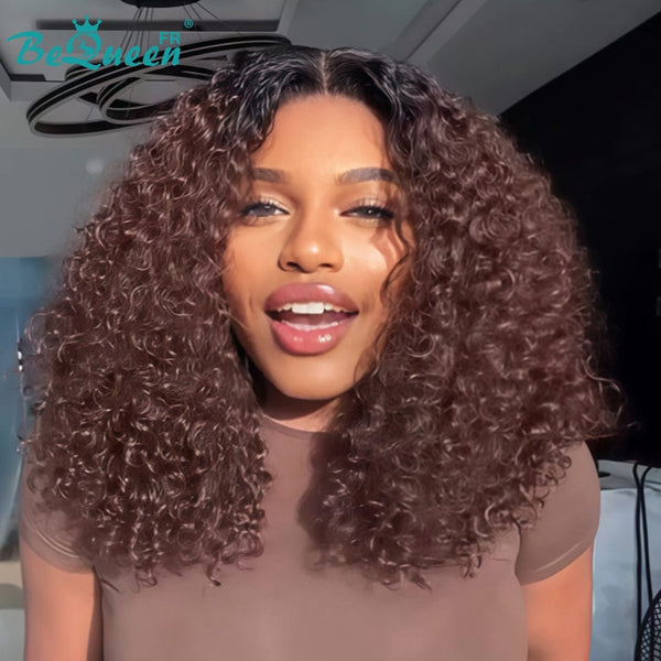 BeQueen Wig "Ivania" Curly Wig Black and Brown color Ready to wear Glueless Lace closure 4*4