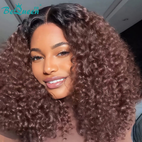 BeQueen Wig "Ivania" Curly Wig Black and Brown color Ready to wear Glueless Lace closure 4*4